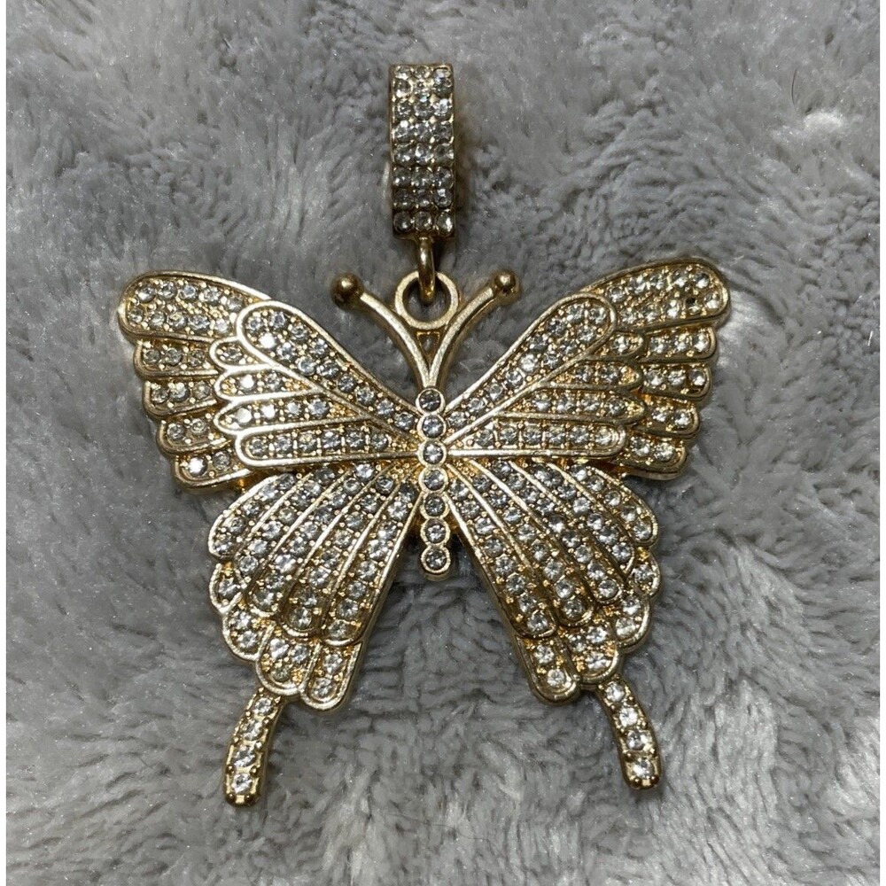 Butterfly Gold Tone Necklace Pendant Stainless Steel Gift Cubic Zirconia